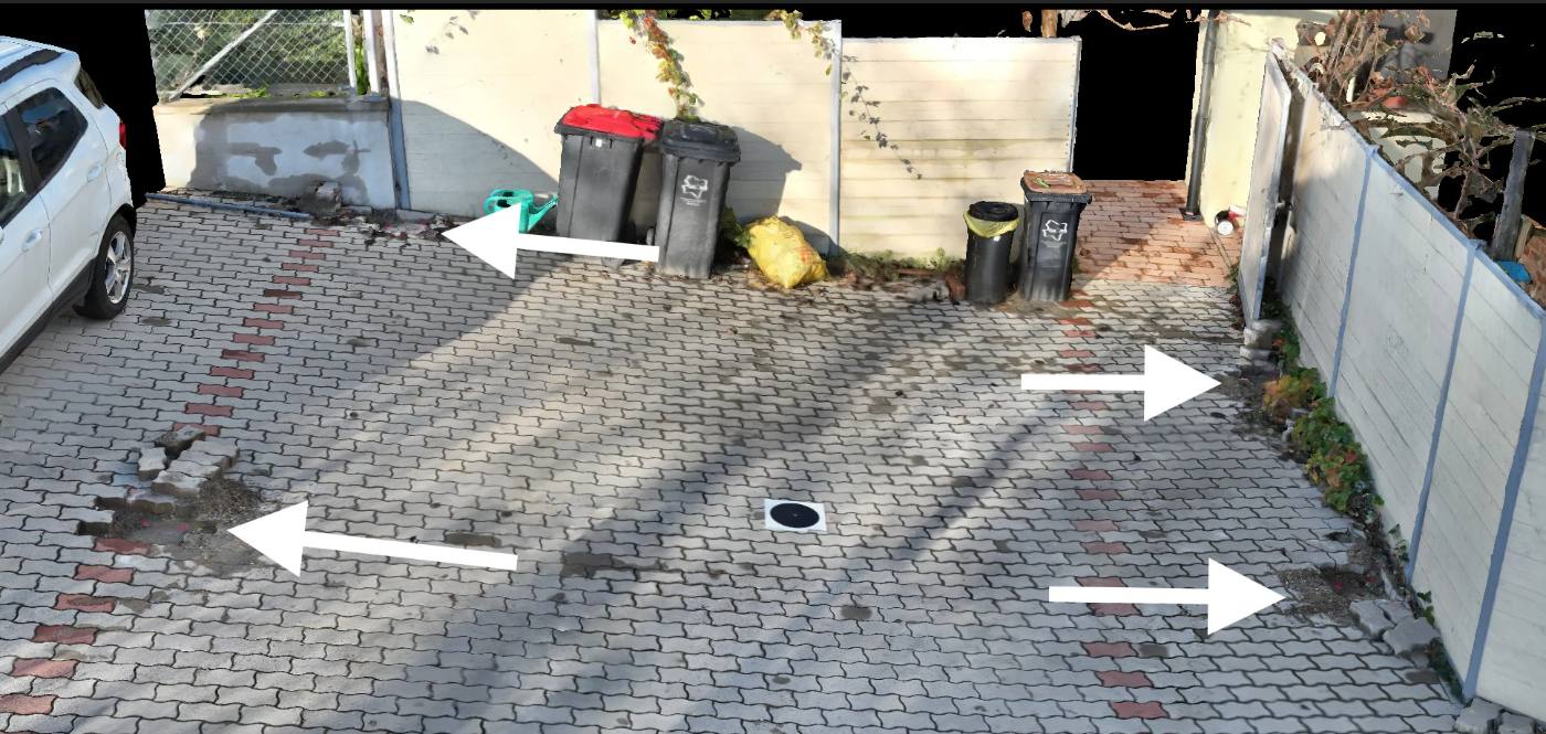 Carport-Vermessung per Drohne mit Markierungen